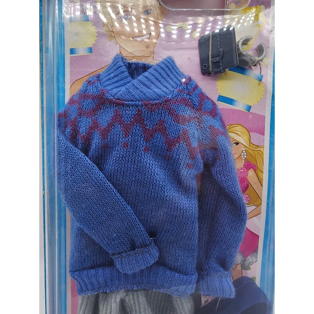 Vintage Ken Fashionistas Blue Knit Sweater Grey Pants Shoes Outfit Set Mattel